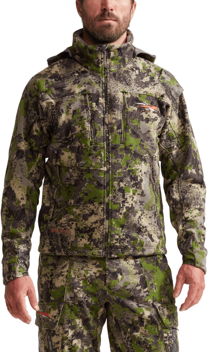 image:imageSITKA Stratus Jacket 100 Windproof UltraQuiet Removable Hood Safety Harness Port MicroGrid Fleece ParentMulti