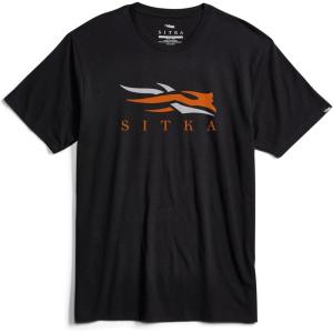 SITKA Icon Tee – Everyday Logo Wear for Men(Black Orange)