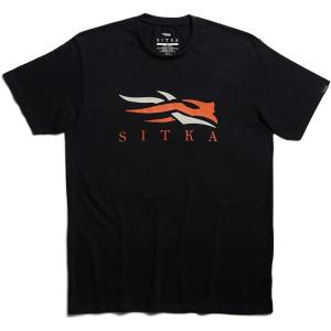 Sitka Gear Mens Pima Cotton Short Sleeve Lightweight Everyday Icon Tee Shirt(Black Orange)