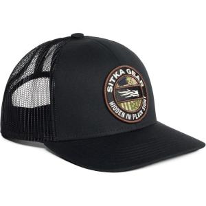 SITKA Hidden Optifade Mid Pro Trucker Hat – Adjustable Outdoor Snap Back Hat for Men,(Black Subalpine)